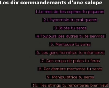 Les 10 commandemants d'une SALOPE
